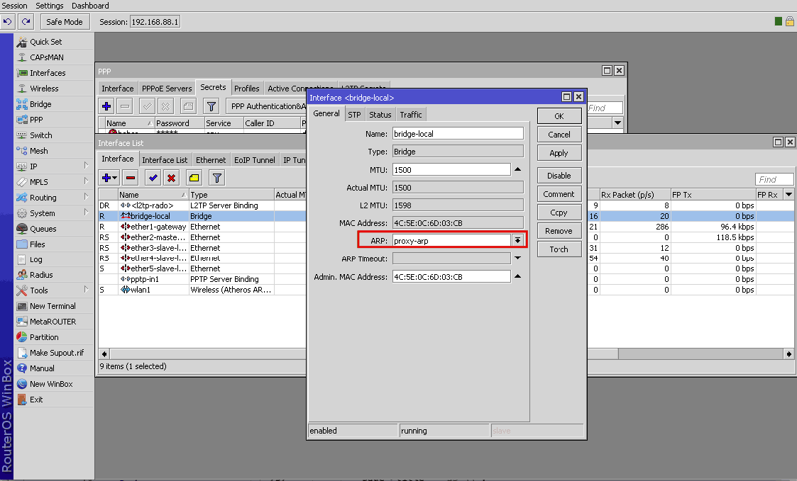 Mikrotik конфигурации. Winbox. Proxy ARP Mikrotik. L2tp общий ключ микротик.